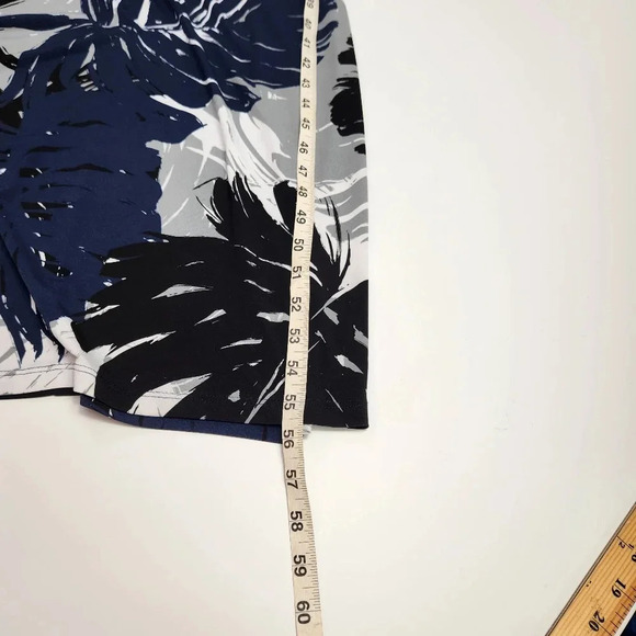 G.I.L.I. Palm Leaf Pattern Side Slit Short Sleeve Maxi Dress Size Small Casual - Picture 15 of 15